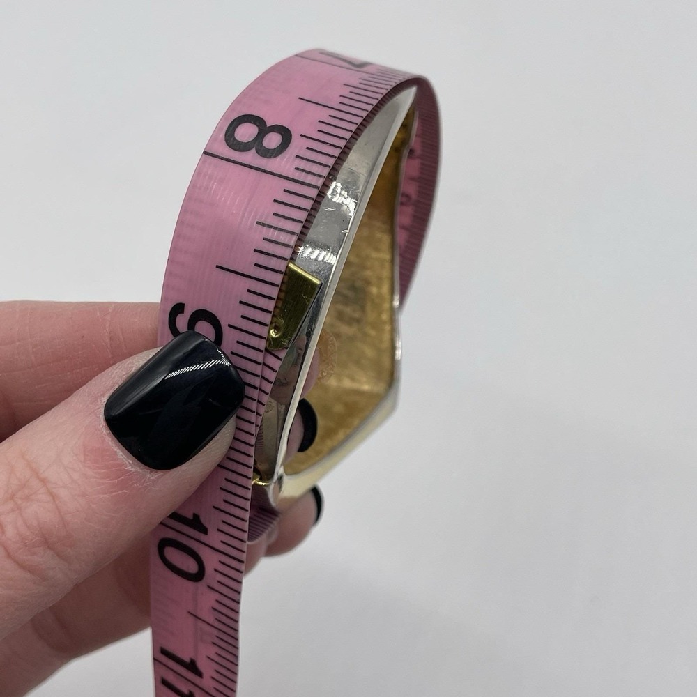 Lanvin Paris Vintage Bangle Bracelet Diamond Hinged Chunky‎ Shiny Gold Tone - Picture 5 of 9